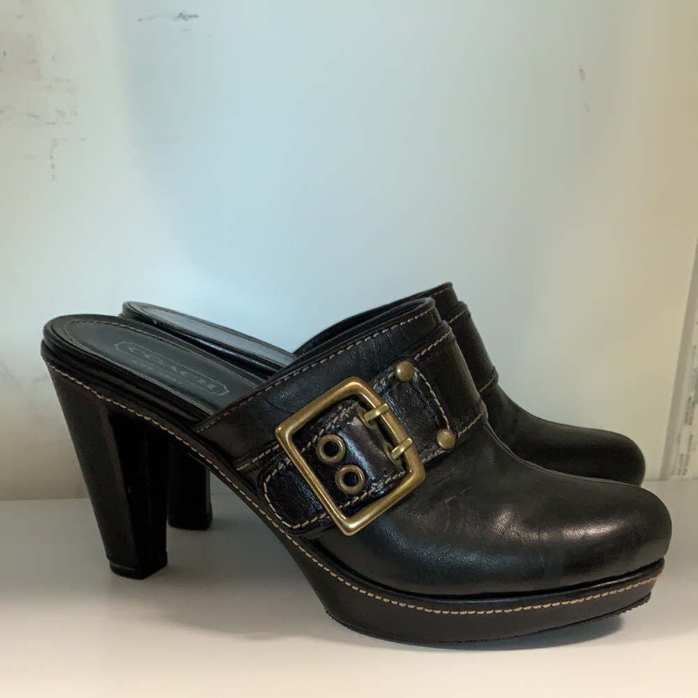 Coach Black Platform 4” heels Size 8.5